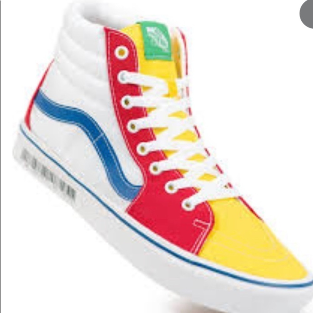 Vans - Women's Comfycush SK8 Hi red yellow canvas sneakers white high top shoes